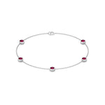 Round Natural Red Rubies By The Yard Bracelet in White Gold