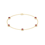 Round Natural Red Rubies By The Yard Bracelet in Yellow Gold