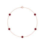 Round Red Rubies By The Yard Bracelet, Rose Gold, Profile