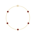 Round Red Rubies By The Yard Bracelet, Yellow Gold, Profile