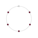 Round Red Rubies By The Yard Bracelet in White Gold, Profile