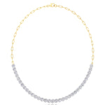 Paper Clip and Bezel Set Diamond Tennis Necklace-4CT-8CT-14K- Paper Clip Yellow Gold-Tennis Necklace White Gold
