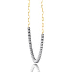 Paper Clip and Bezel Set Diamond Tennis Necklace-14K- Paper Clip Yellow Gold-Tennis Necklace White Gold