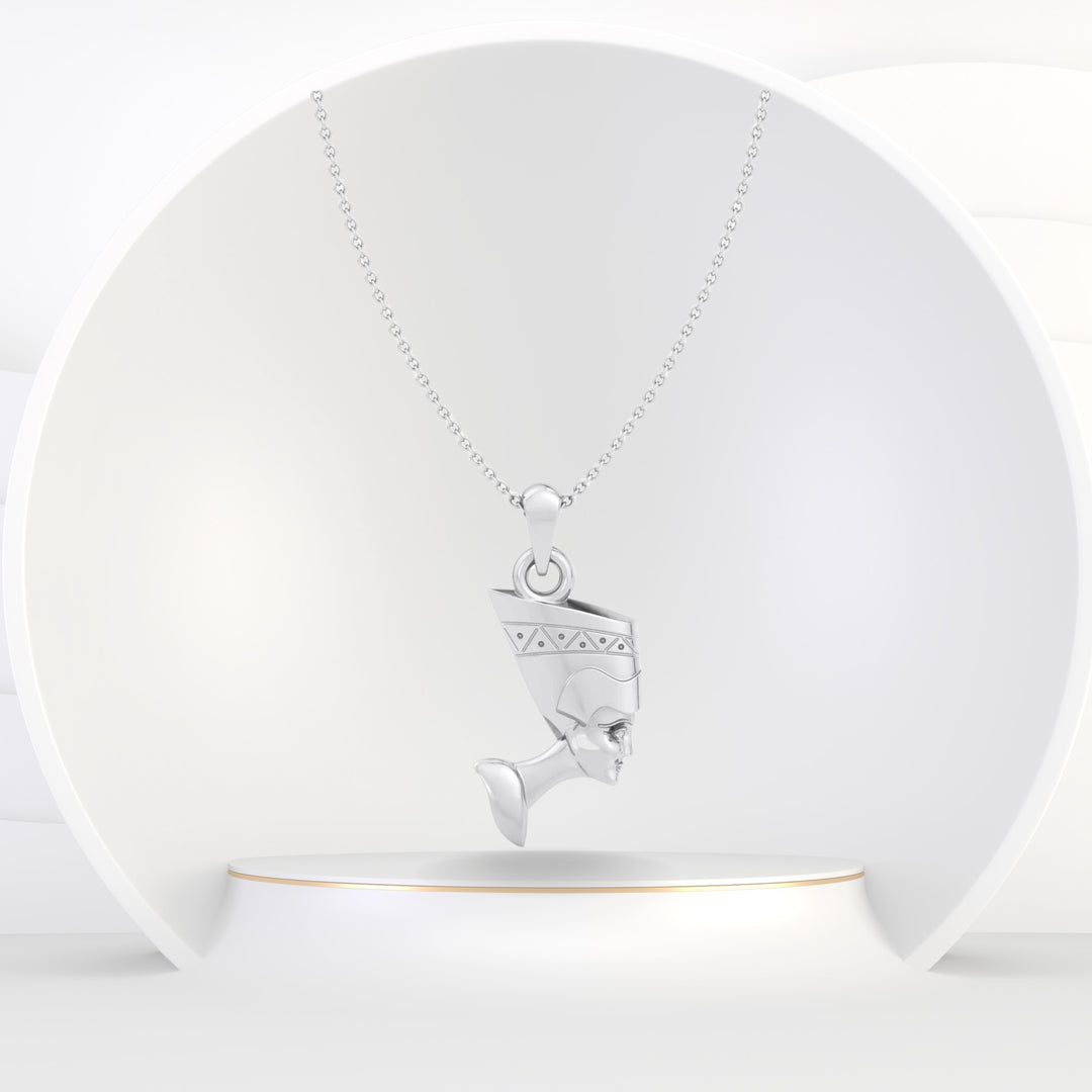 Cairo - Solid Gold Nefertiti Pendant Necklace - Gem Jewelers Co