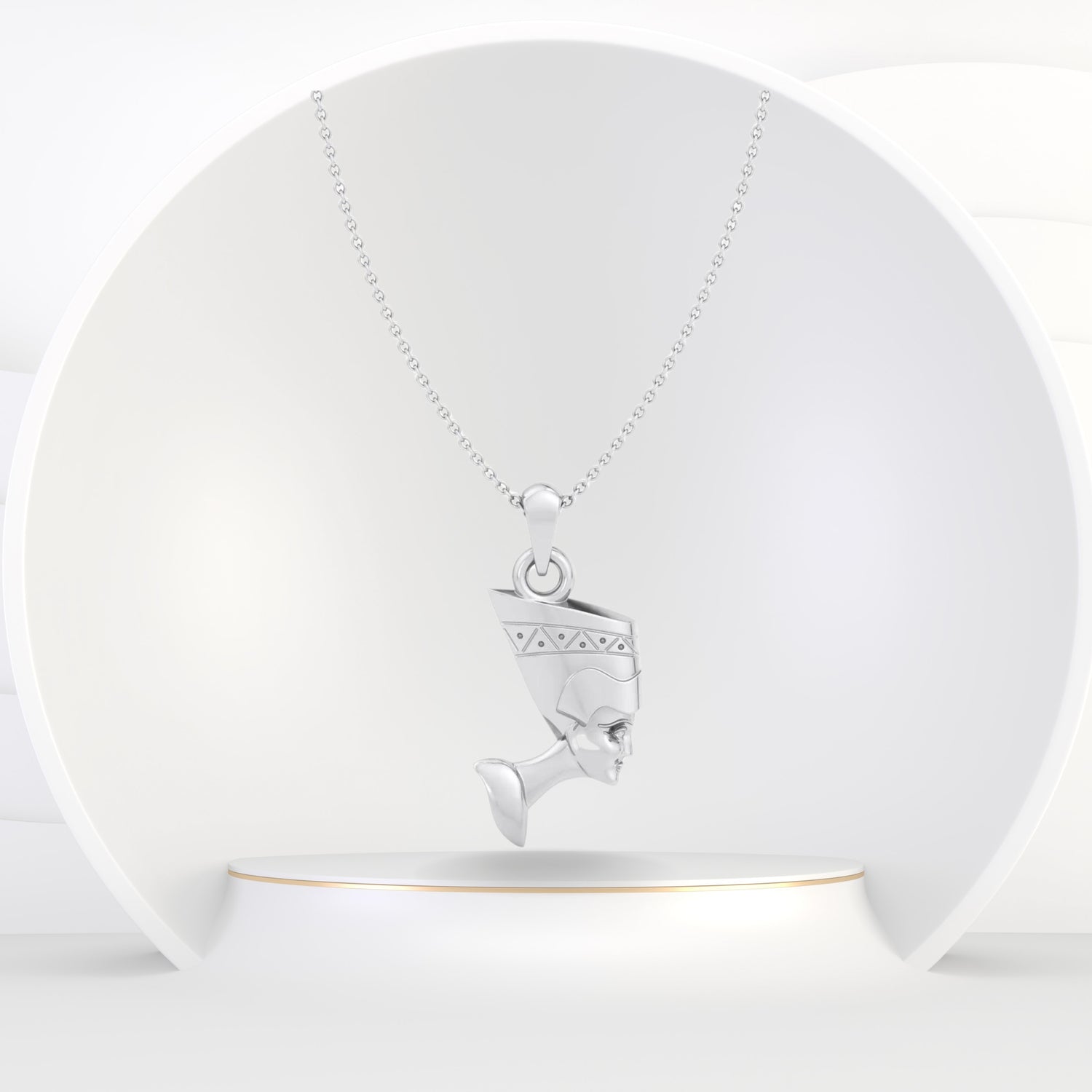 Cairo - Solid Gold Nefertiti Pendant Necklace - Gem Jewelers Co