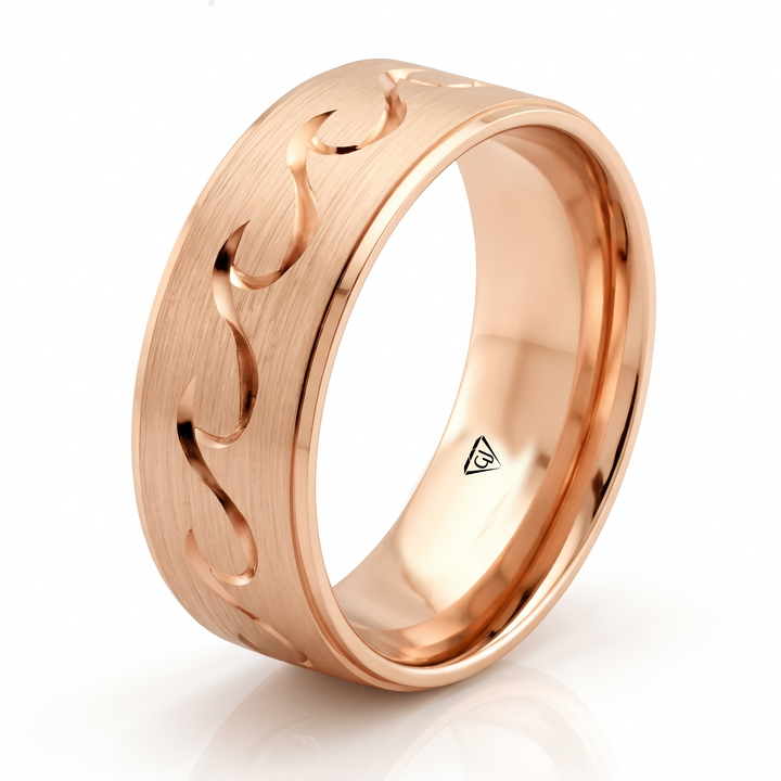 Wave Design Men's Solid Gold Band