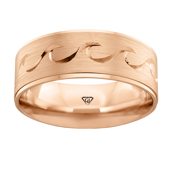 Wave Design Men's Solid Gold Band