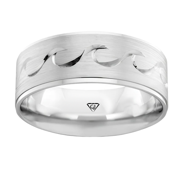 Wave Design Men's Solid Gold Band