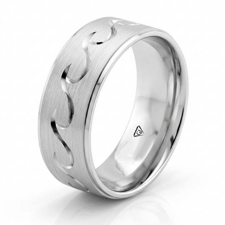 Wave Design Men's Solid Gold Band