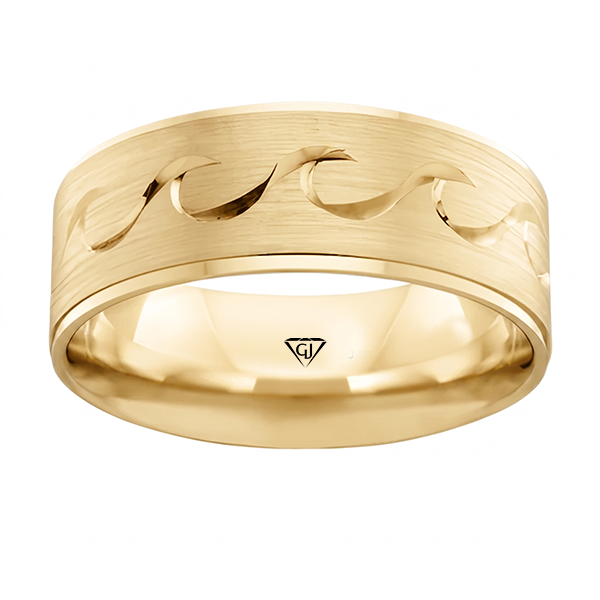 Wave Design Men's Solid Gold Band