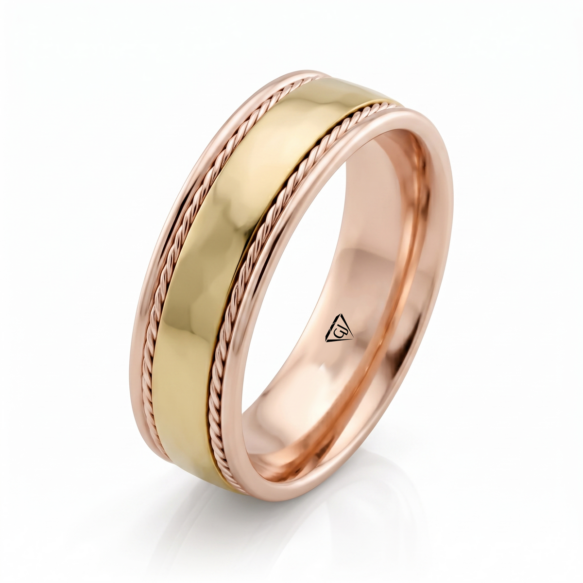 Dual Rope Accent Two-Tone Men's Solid Gold Band RG 