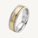 Dual Rope Accent Two-Tone Men's Solid Gold Band