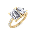 Toi et Moi Pear & Emerald Cut Diamond Engagement Ring, Yellow Gold, Top Down