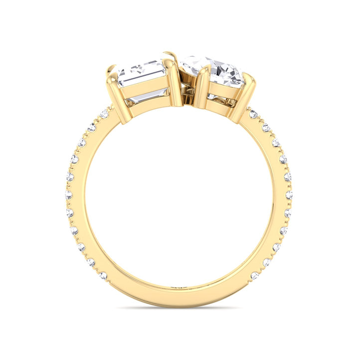 Toi et Moi Pear & Emerald Cut Diamond Engagement Ring, Yellow, Profile