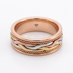 Tri-Tone Woven Braided Men's Solid Gold Band RG 2