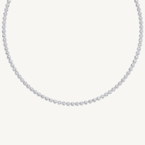 Bezel Set Natural Diamond Tennis Necklace 14K Solid Gold