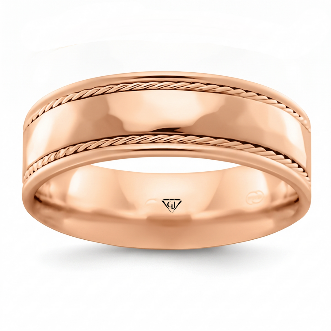 Twin Rope Style Men's Solid Gold Band RG 2