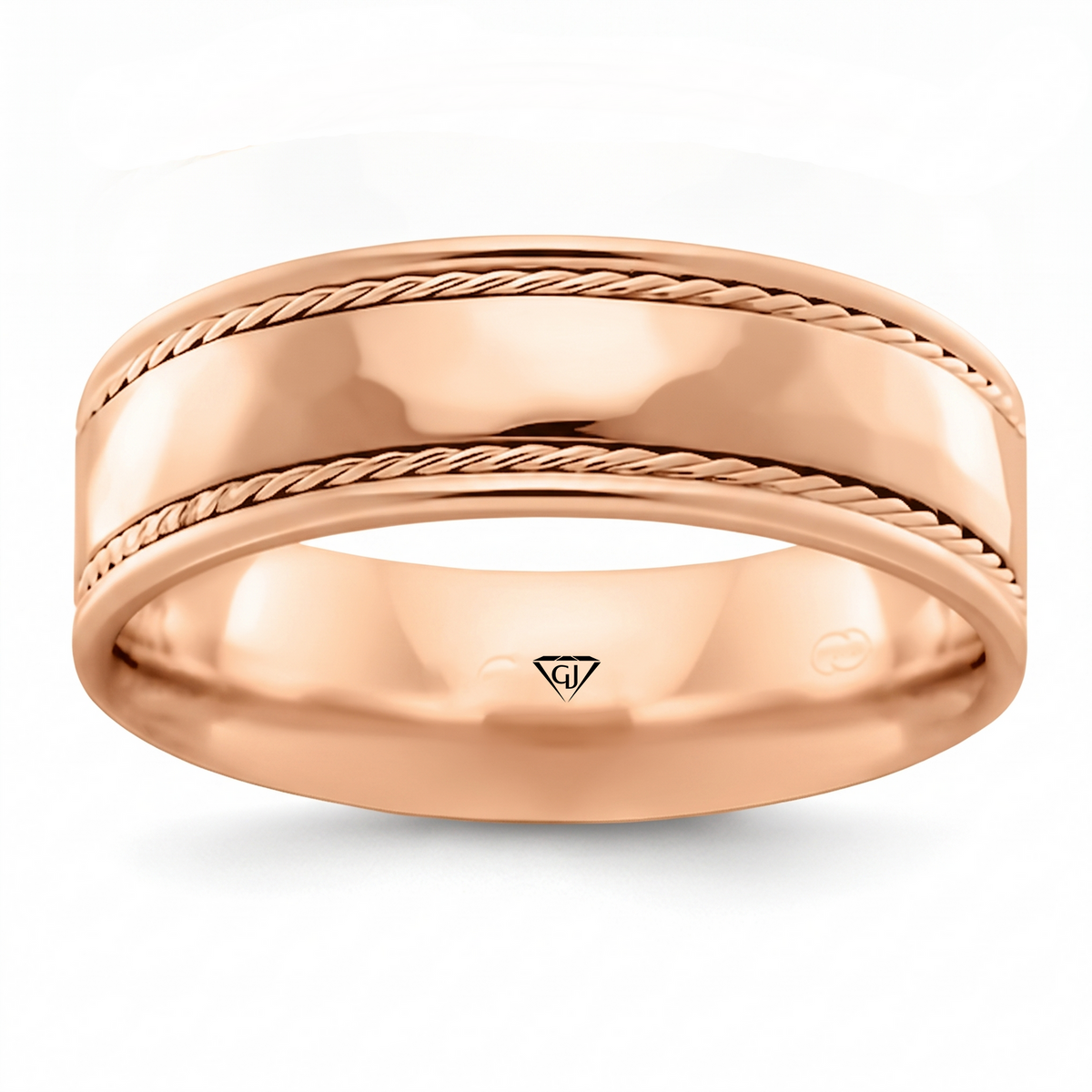 Twin Rope Style Men's Solid Gold Band RG 2