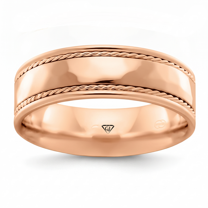 Twin Rope Style Men's Solid Gold Band RG 2