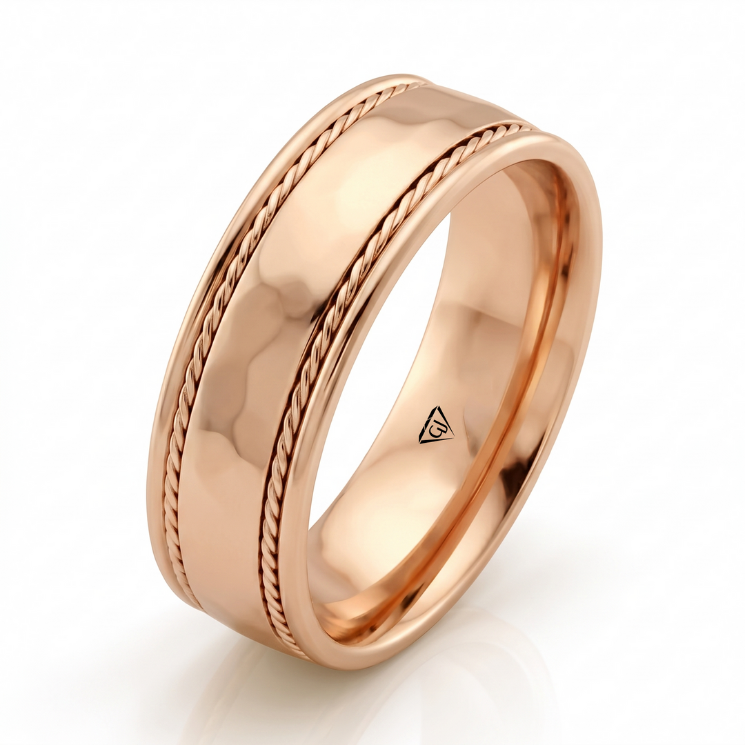 Twin Rope Style Men's Solid Gold Band RG