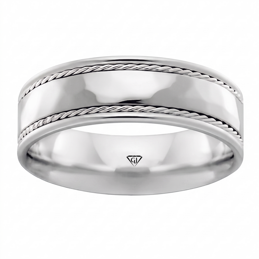 Twin Rope Style Men's Solid Gold Band WG 2
