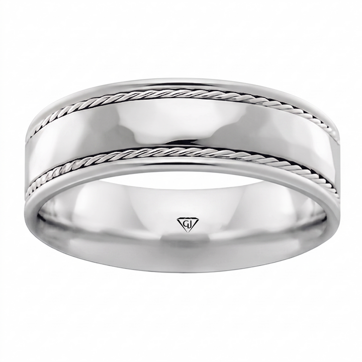 Twin Rope Style Men's Solid Gold Band WG 2