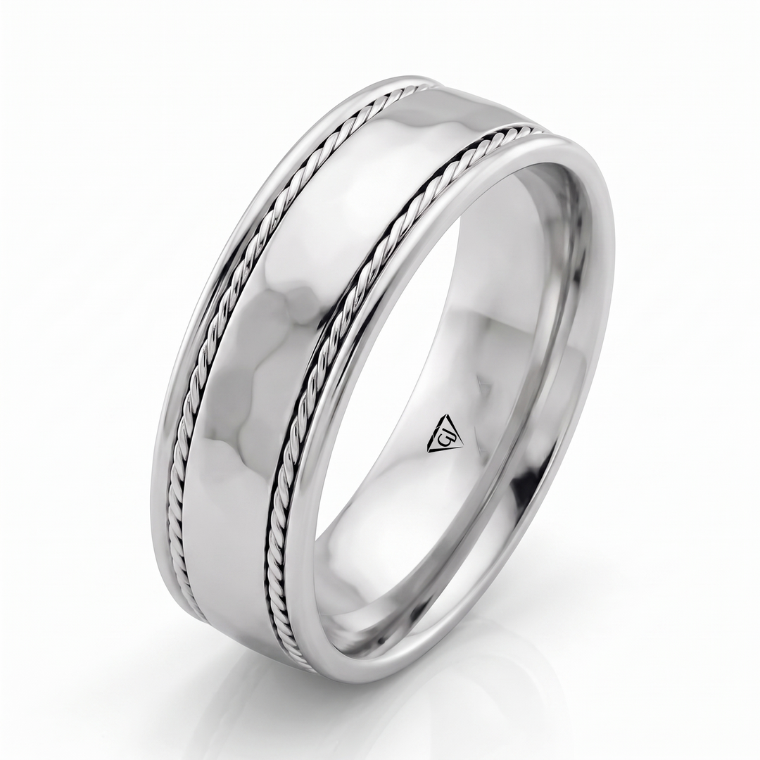 Twin Rope Style Men's Solid Gold Band WG