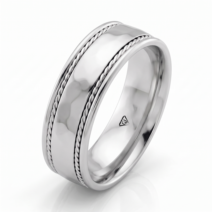 Twin Rope Style Men's Solid Gold Band WG