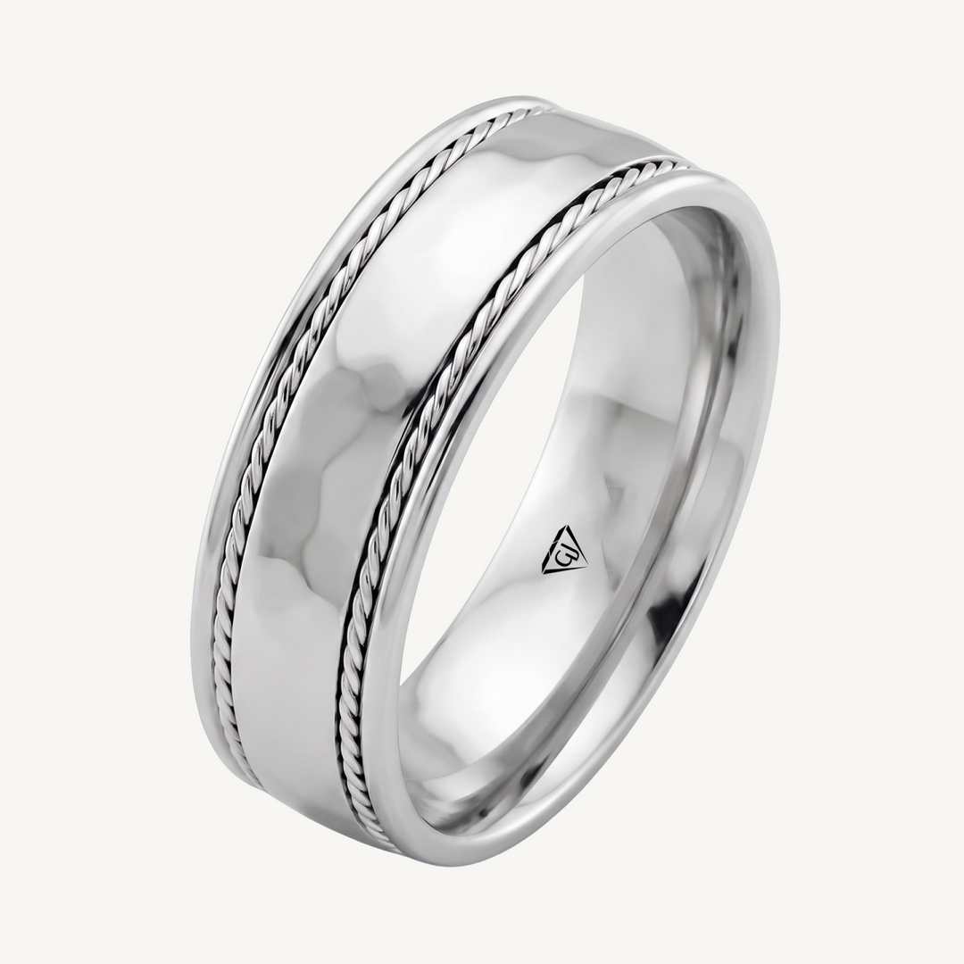 Twin Rope Style Men's Solid Gold Band