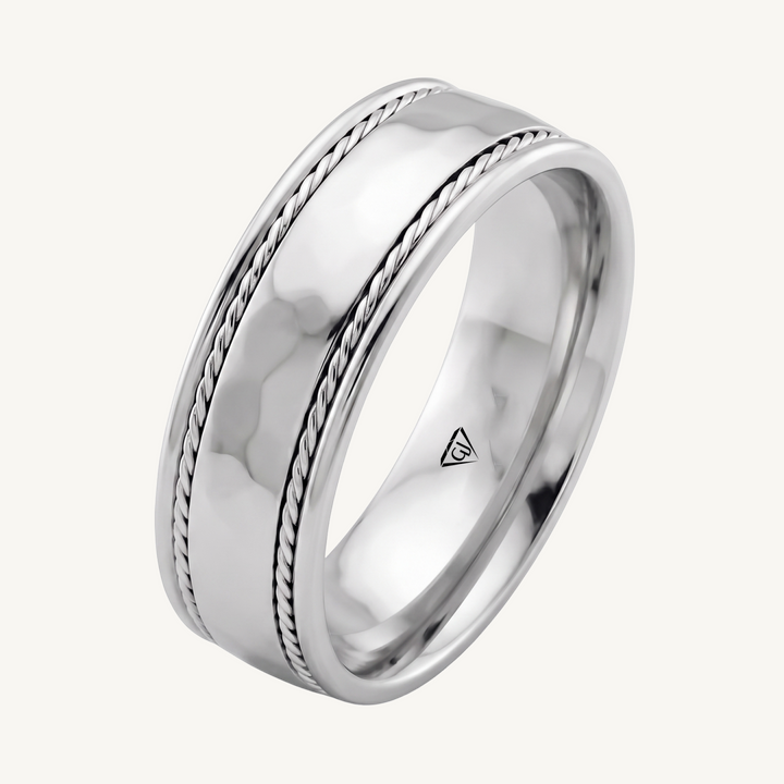 Twin Rope Style Men's Solid Gold Band