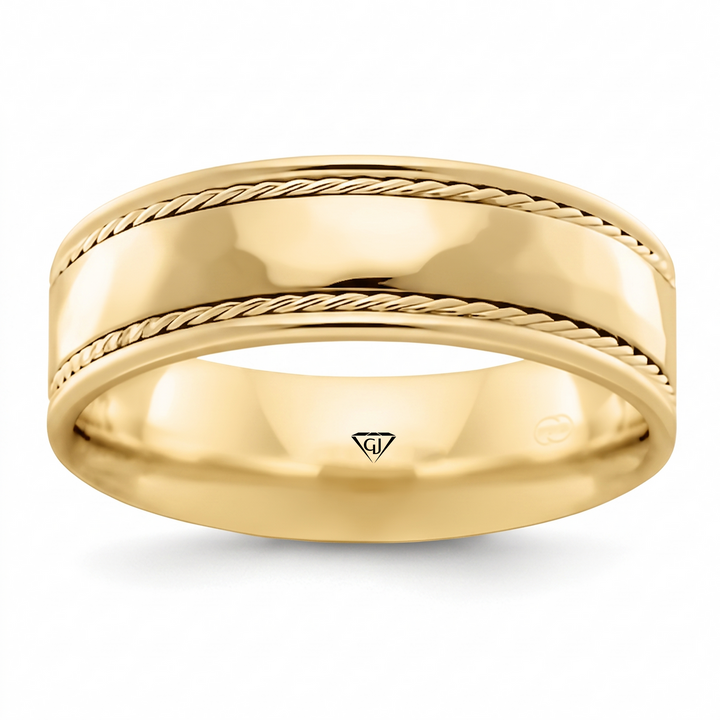 Twin Rope Style Men's Solid Gold Band YG 2