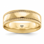 Dual Rope Accent Two-Tone Men's Solid Gold Band YG 2