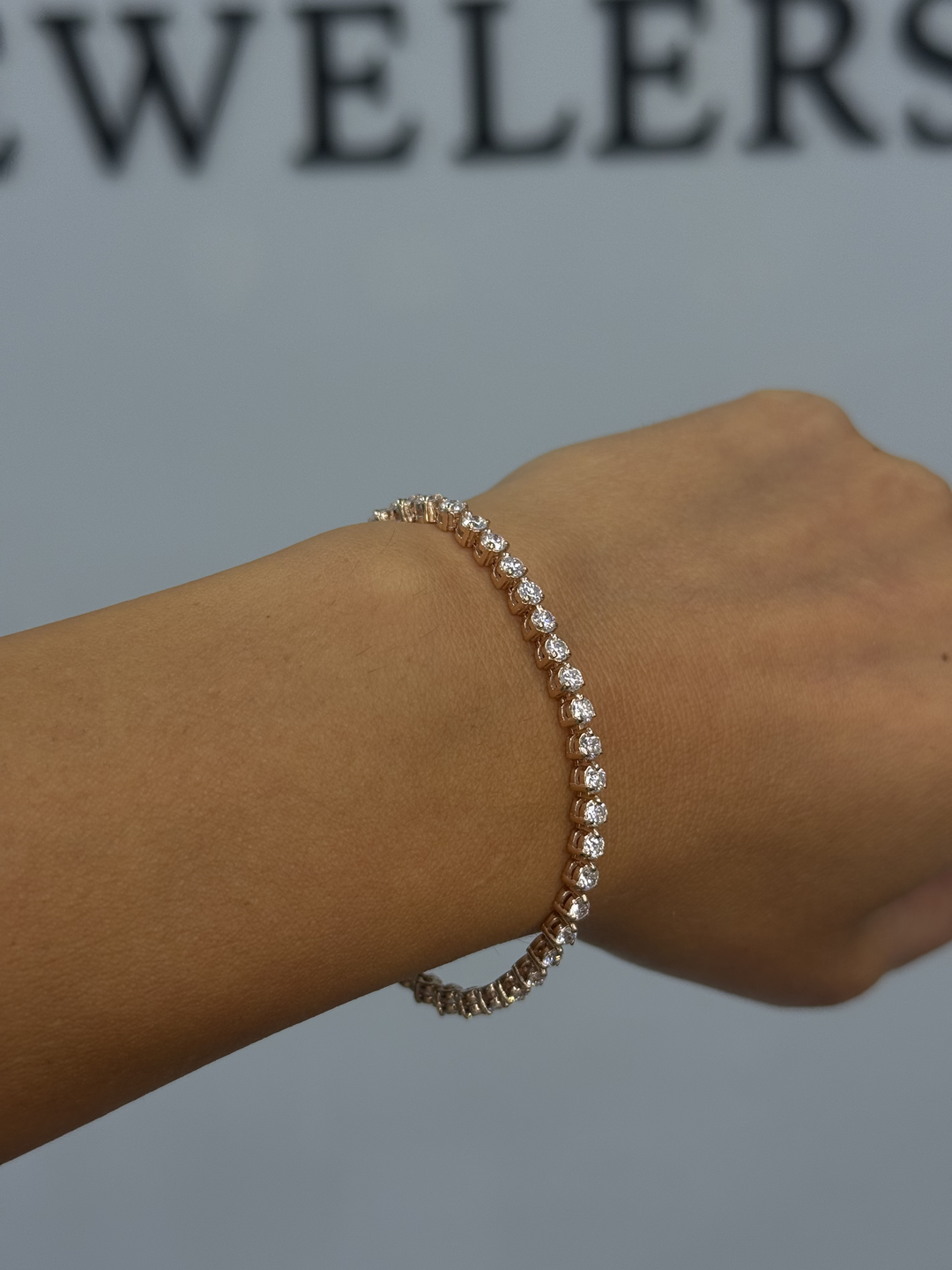 3-Prong Natural Diamond Tennis Bracelet - Martini Style 14K Solid Gold Lifestyle 