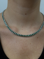 Emerald Cut Bezel Set Natural Green Emerald Tennis Necklace 14K Solid Gold Lifestyle 1
