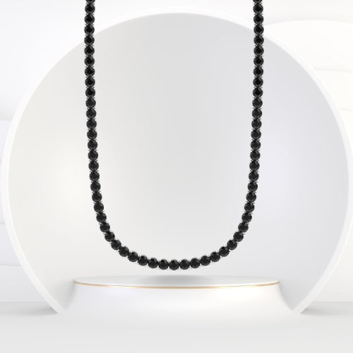 Men's Black Diamond Tennis Necklace 14K Solid Gold
