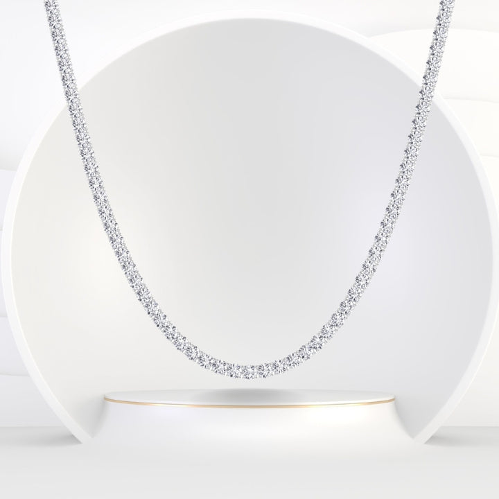Non-Flip 4-Prong Natural Diamond Tennis Necklace - 14K Solid Gold