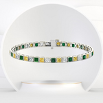 Bezel Set Princess Cut Natural Diamond, Green Emerald & Fancy Yellow Diamond Tennis 