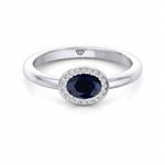 Natural Oval Shape Blue Sapphire Halo Engagement Ring WG 2
