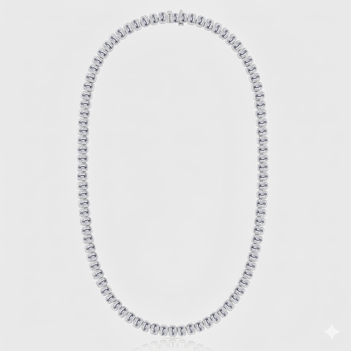 Bezel Set Emerald Shape Natural Diamond Tennis Necklace RwG2