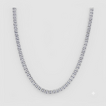Bezel Set Emerald Shape Natural Diamond Tennis Necklace WG2