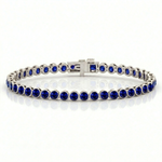 Natural Blue Sapphire Round Bezel Tennis Bracelet WG1