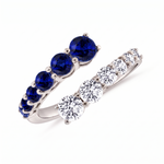 Round Cut Natural Blue Sapphire and Diamond Wrap Ring WG2