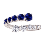 Round Cut Natural Blue Sapphire and Diamond Wrap Ring WG