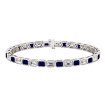 Bezel Set Natural Diamond and Blue Sapphire Tennis Bracelet WG2