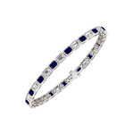 Bezel Set Natural Diamond and Blue Sapphire Tennis Bracelet WG3