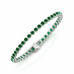 Natural Green Emerald Round Bezel Tennis Bracelet WG 3