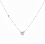 WG Heart Shape With Round Side Stone Natural Diamond Pendant front view 2