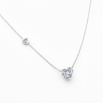 WG Heart Shape With Round Side Stone Natural Diamond Pendant slight side view