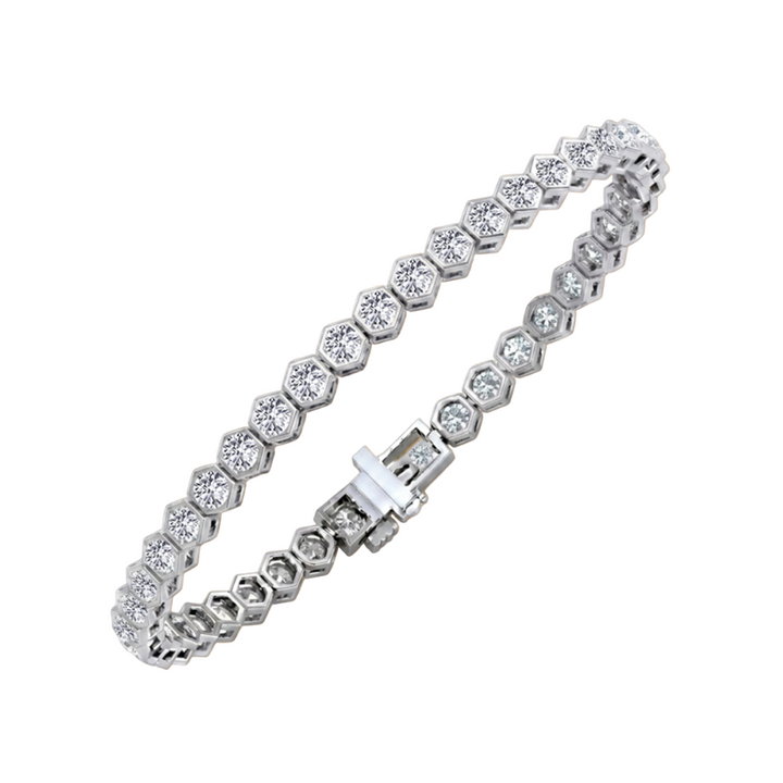 Bezel Set Natural Diamond Honeycomb Tennis Bracelet WG2