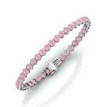 Bezel Set Natural Pink Sapphire Honeycomb Tennis Bracelet WG